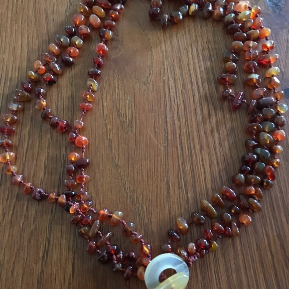 Jewelry - 3 for $10 Individually Hand Tied Bead Necklace Brn